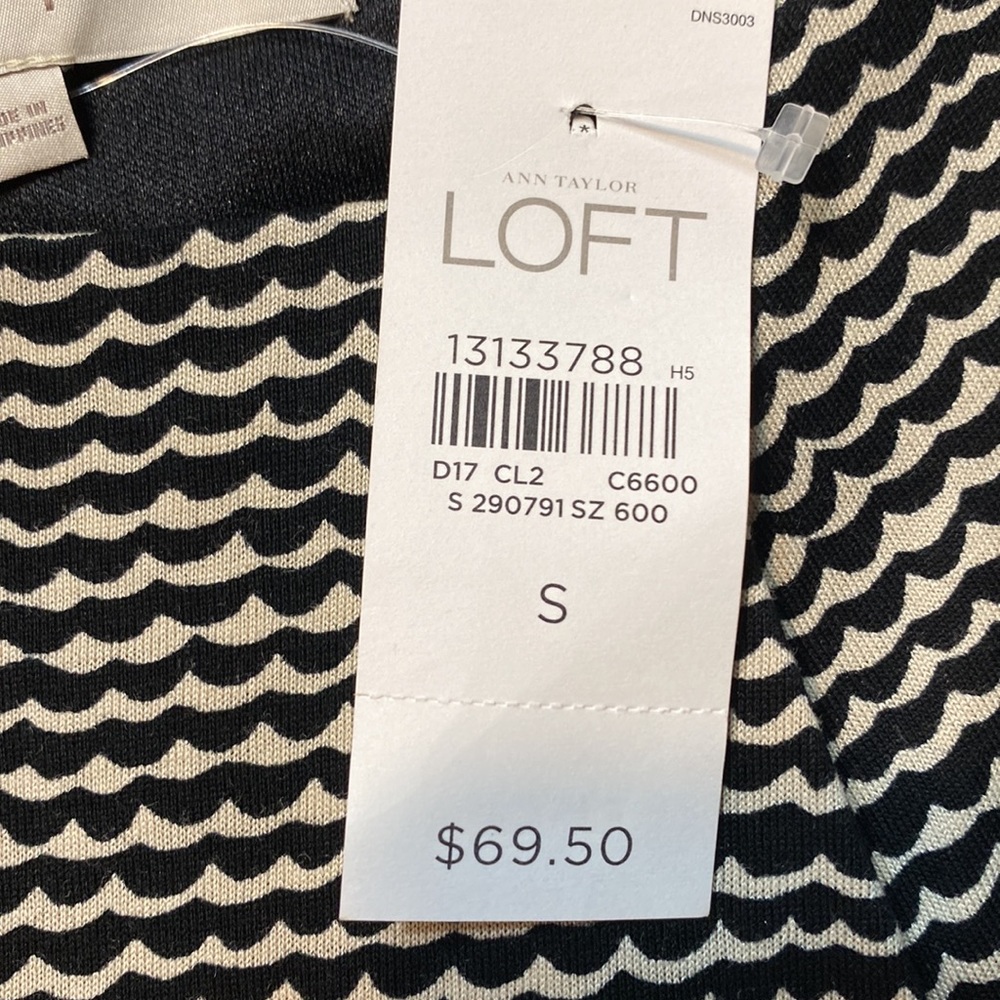LOFT Black & Off White Tweed Sleeveless Shift Dress 
Size S - Picture 8 of 9
